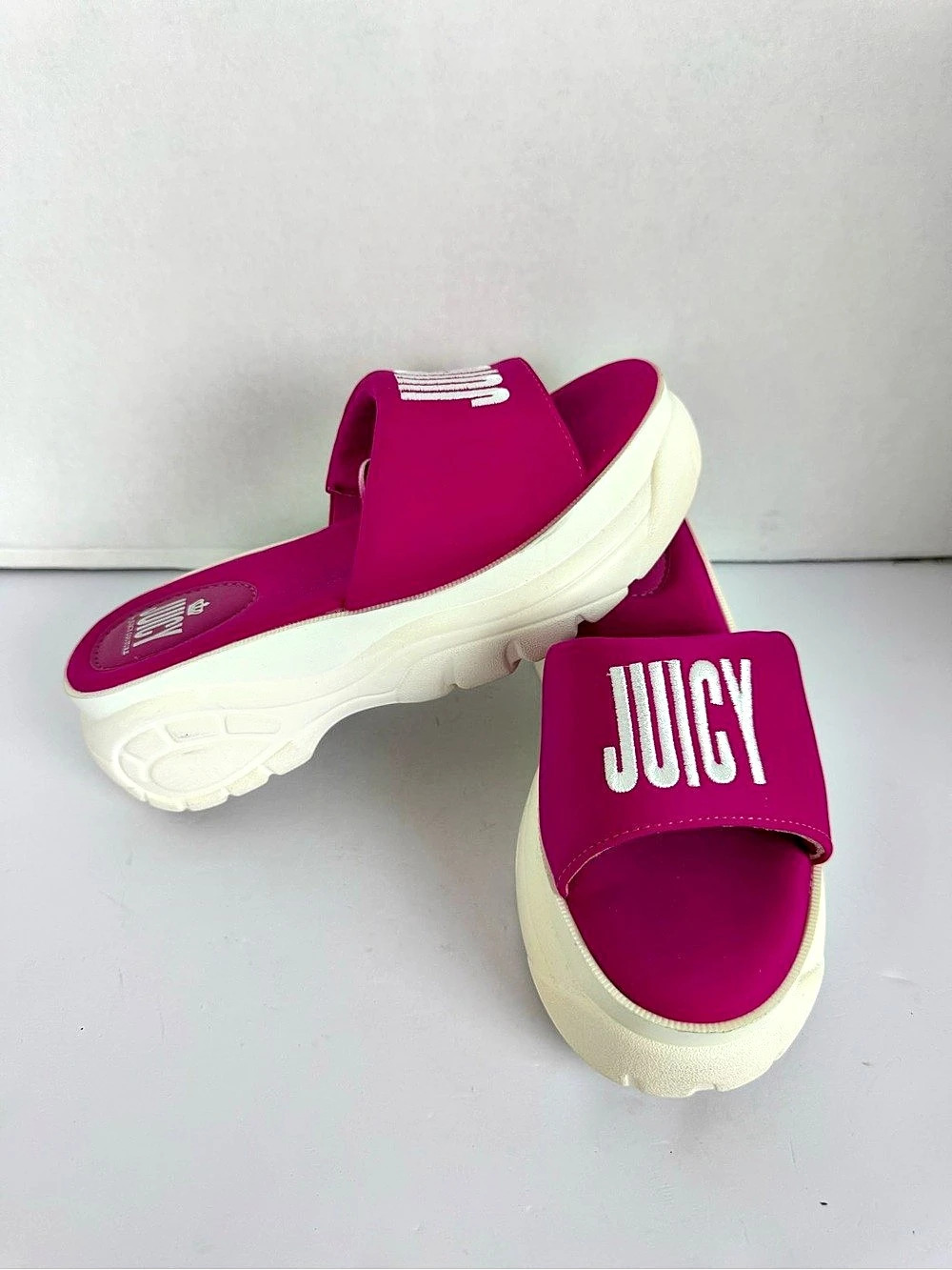 Juicy Couture Platform Slide Sandals in Pink & White Like New - Picture 3 of 5
